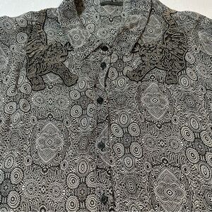 IKKS Women Beaded Lion Button Shirt Paisley Print Blouse Size 42 (US 10)